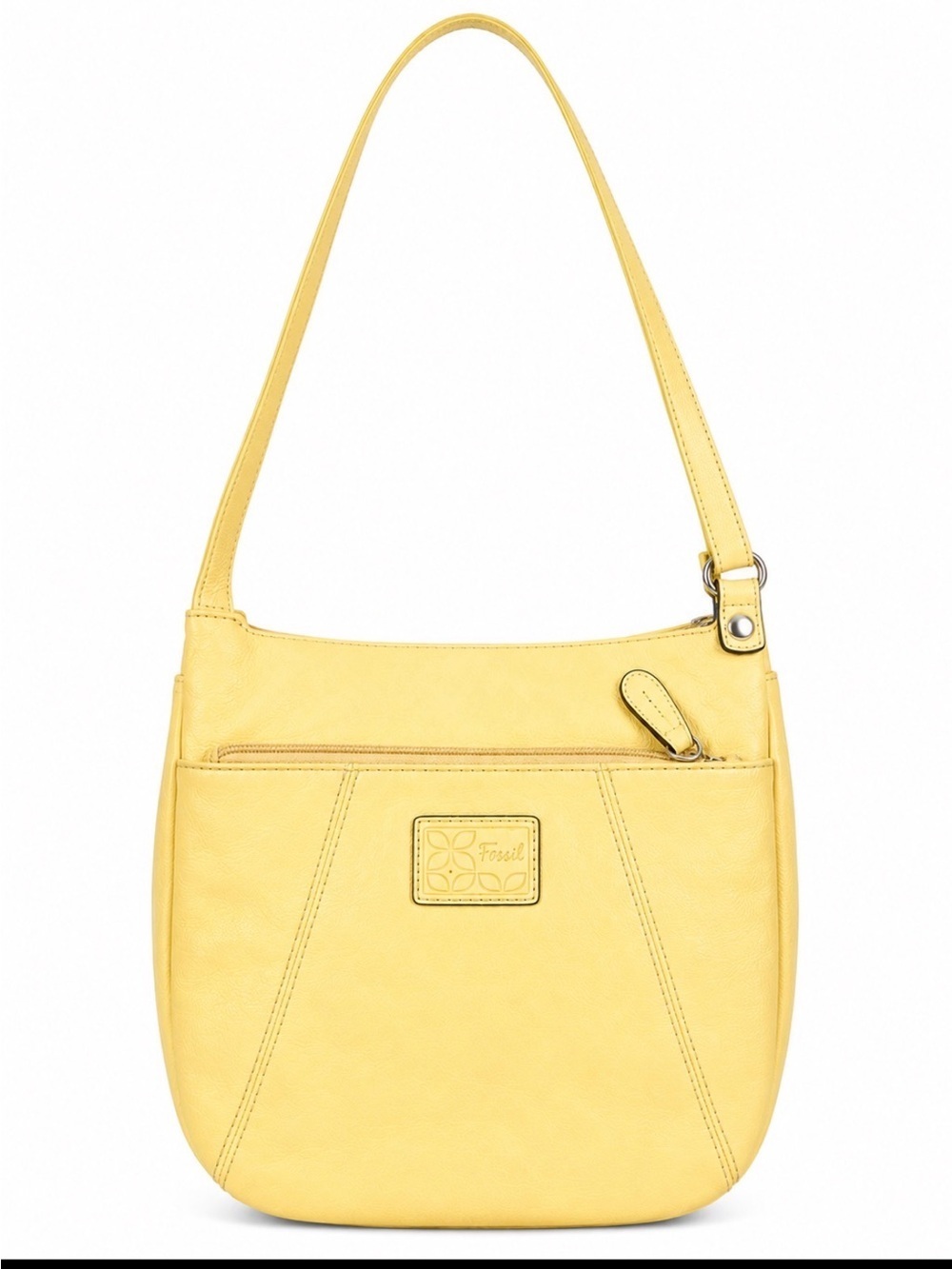 Fossil purse butter Yellow Leather Crossbody Shoulder Bag handbag zip closure